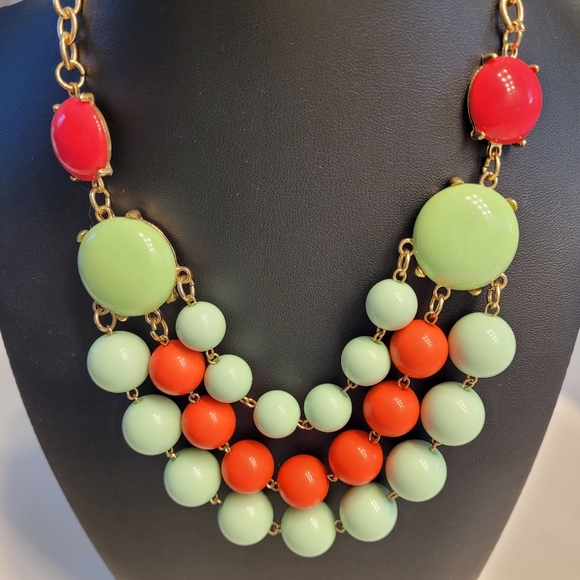 Summer Melon Tones Beaded Adjustable Gold-tone Necklace By Occasionally Made - Picture 2 of 12